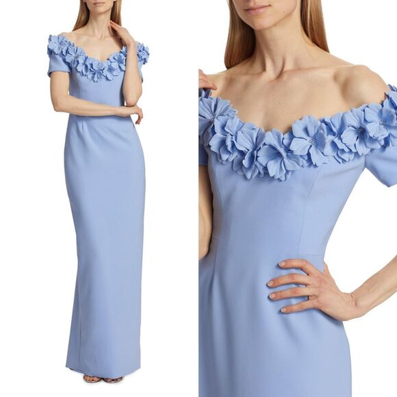 NWT Catherine Regehr Off Shoulder Sunflower Trumpet Skirt Gown Size US2 $3070 - Picture 2 of 9